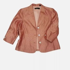 SOLD Dana Buchman Petite Sz 14 Silk Blazer Jacket Pink Striped Silk